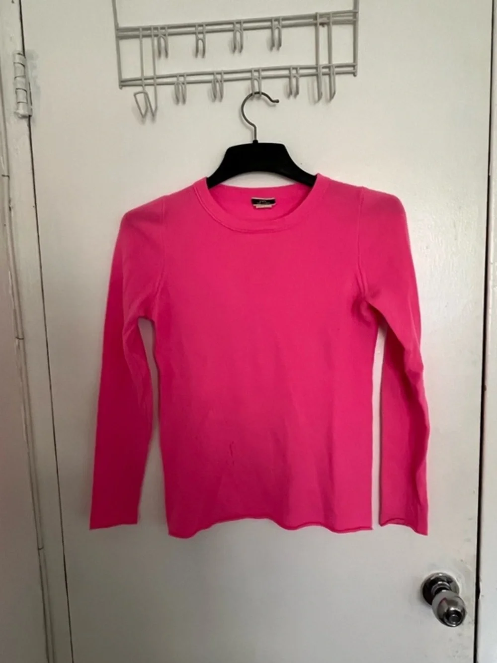 J. Crew Bright Pink Cashmere Crewneck Sweater.